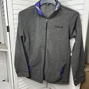 Huntworth Women's Fleece Zip Up Jacket Gray W/‎ Purple Camo Size Large